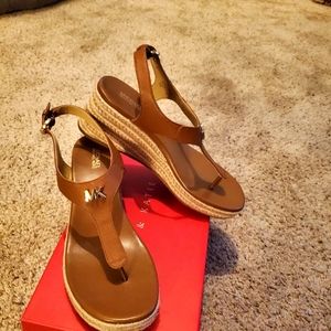 Michael Kors Tan Leather Wedge Sandal